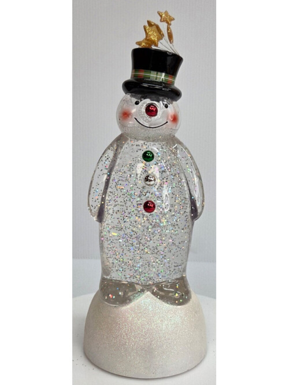 Vintage Animated Snowman Glitter Water Globe Light Up Self Shaking Xmas Decor